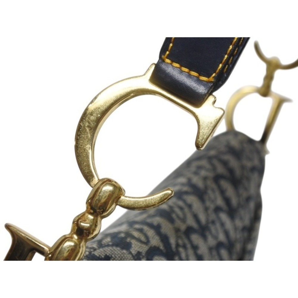 Dior Trotter Bag One Shoulder Saddle Hobo Christian Navy Galliano Blue - Picture 6 of 10